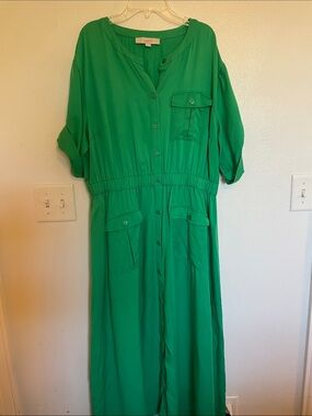 LOFT | Dresses | Loft Army Green Buttoned Down Corduroy Dress | Poshmark